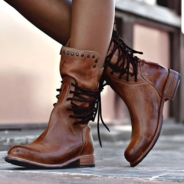 Olivia™ | Botas de piel con cordones